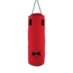 Sac de frappe de Boxe rouge en toile - chaîne en acier chromé