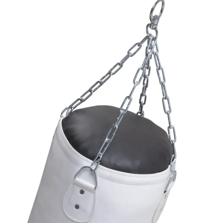 Sac de frappe en cuir avec cibles - 150 x 35 cm / noir et blanc