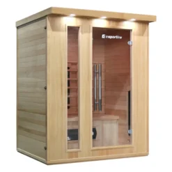 Sauna d'intérieur 3 places avec 7 modes de luminothérapie et ioniseur- Température max de 65°C pour la récupération musculaire