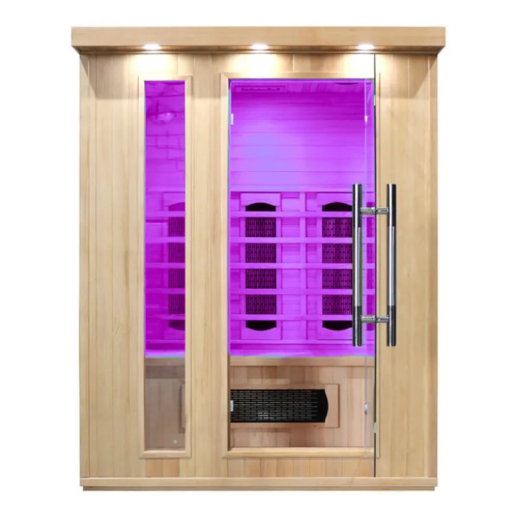 Sauna d'intérieur 3 places avec 7 modes de luminothérapie et ioniseur- Température max de 65°C pour la récupération musculaire