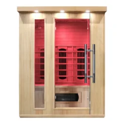 Sauna d'intérieur 3 places avec 7 modes de luminothérapie et ioniseur- Température max de 65°C pour la récupération musculaire