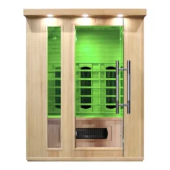 Sauna d'intérieur 3 places avec 7 modes de luminothérapie et ioniseur- Température max de 65°C pour la récupération musculaire