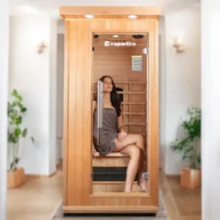 Sauna en bois infrarouge individuel Mettsa 100 avec ioniser d'oxygène et lumière multicolores