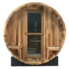 Sauna extérieur complet avec porche à capacité d'accueil de 4 personnes en forme de tonneau en bois de cèdre - De 15° à 90° C