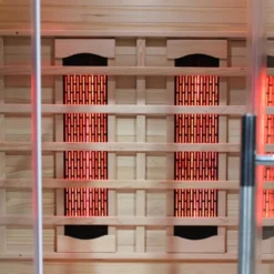 Sauna infrarouge en bois pour deux personnes Trevirke 200 avec ioniseur d'air - Max 65° avec chauffage au sol et luminothérapie