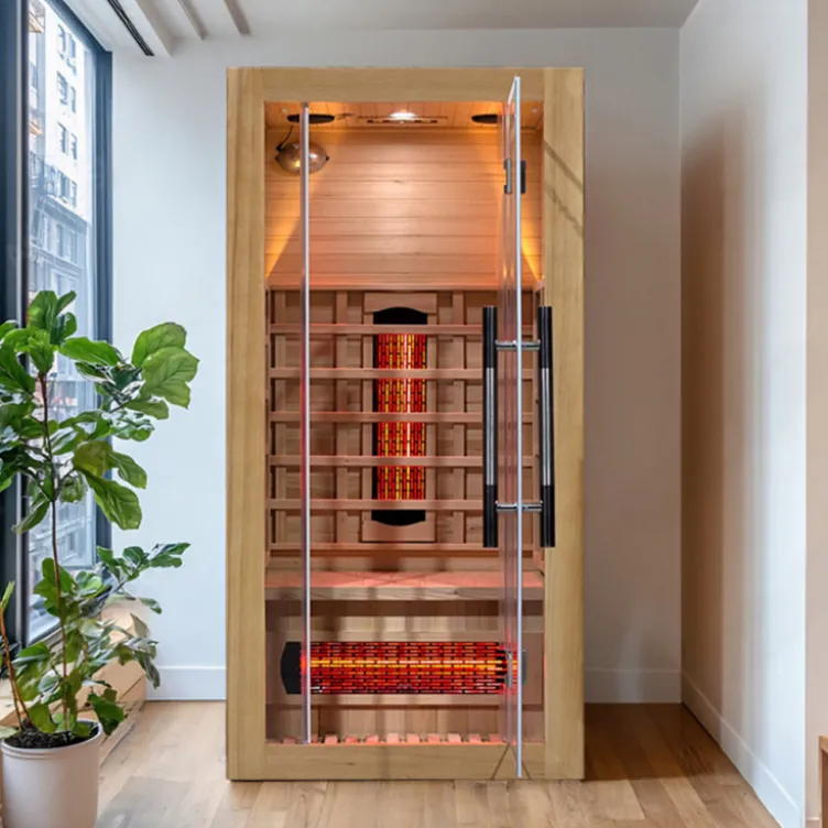 Sauna infrarouge pour une personne Trevirke 100 sauna - 7 couleurs de luminothérapie avec chauffage jusqu'à 65°