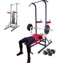 Set complet d'équipement de musculation avec kit d'haltères 80 kg et chaise romaine avec banc