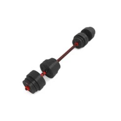 Set de musculation avec poids de 40 kg + 2 barres courtes + barre de connexion idéal pour home-gym