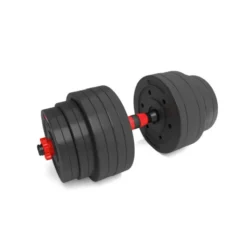 Set de musculation avec poids de 40 kg + 2 barres courtes + barre de connexion idéal pour home-gym