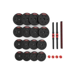 Set de musculation homegym 30 kg barres courtes + barre de connexion