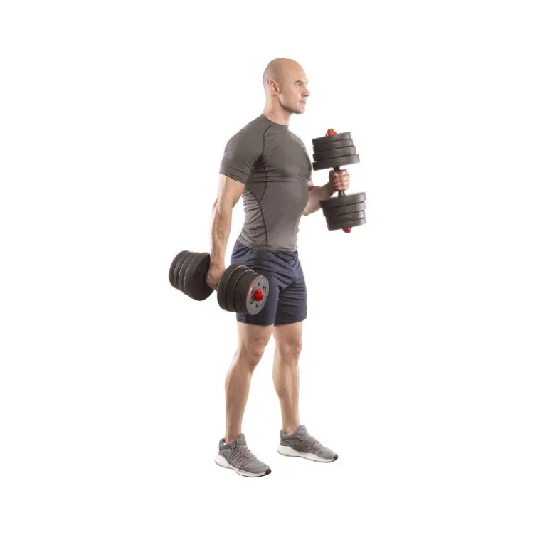 Set de musculation homegym 30 kg barres courtes + barre de connexion