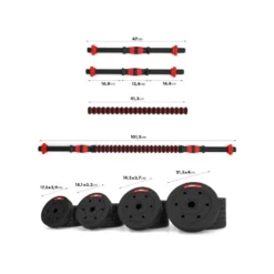 Set de musculation homegym 30 kg barres courtes + barre de connexion