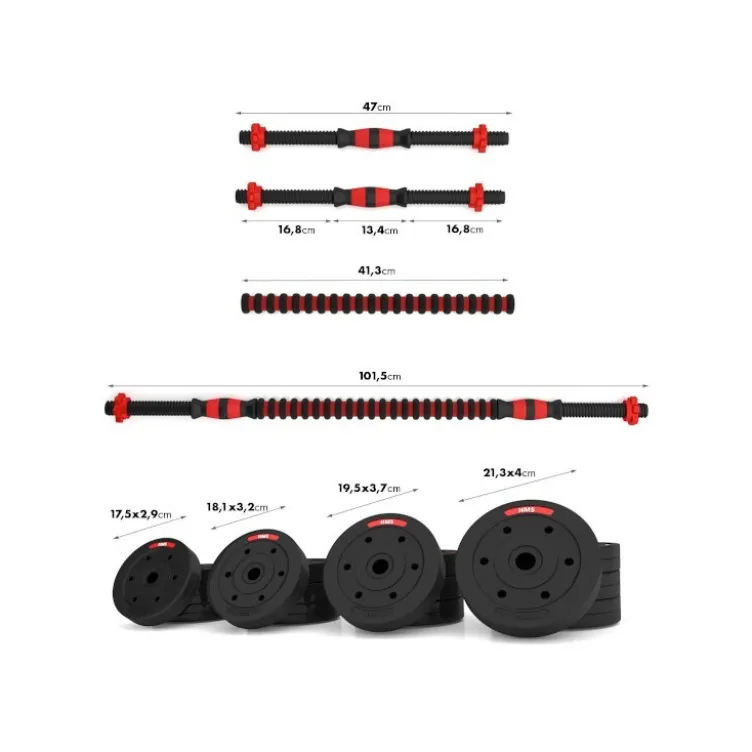 Set de musculation homegym 30 kg barres courtes + barre de connexion