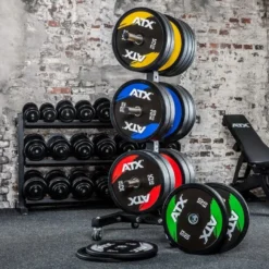 Set de poids olympiques ATX Bumper Plates colorés 200 kg