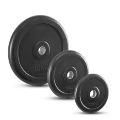 Set de poids standard 80 kg avec revêtement en caoutchouc et 3 poignées