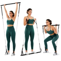 Set de renforcement musculaire - Barre de Pilates avec 6 bandes de résistance et poignées