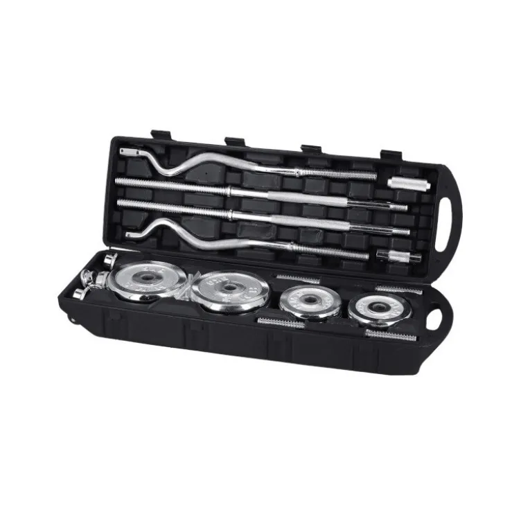 Set d'haltères chromé en mallette pour musculation des biceps - 55 kg