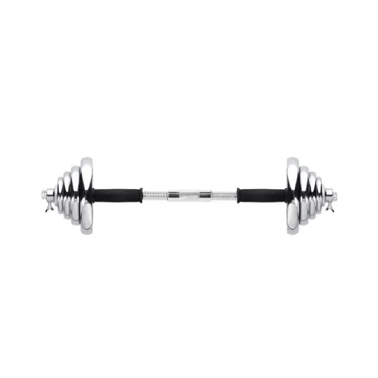Set d'haltères chromé en mallette pour musculation des biceps - 55 kg