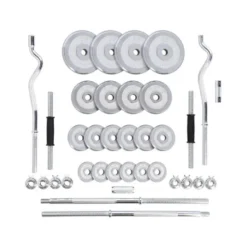 Set d'haltères chromé en mallette pour musculation des biceps - 55 kg