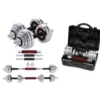 Set d'haltères chromées 2 x 15 kg avec valise de transport