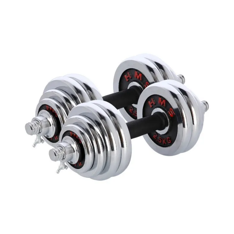 Set d'haltères chromées 2 x 15 kg avec valise de transport