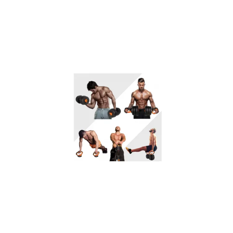 Set d'haltères en acier 4 en 1 - Barre d'haltères ou kettlebells avec poignées antidérapantes
