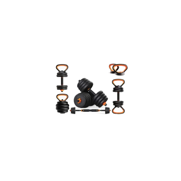 Set d'haltères en acier 4 en 1 - Barre d'haltères ou kettlebells avec poignées antidérapantes