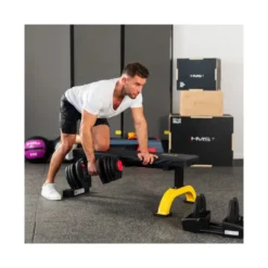 Set d'haltères réglable pour home gym avec barre courte et longue - Powerblock