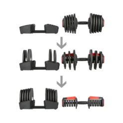 Set d'haltères réglable pour home gym avec barre courte et longue - Powerblock