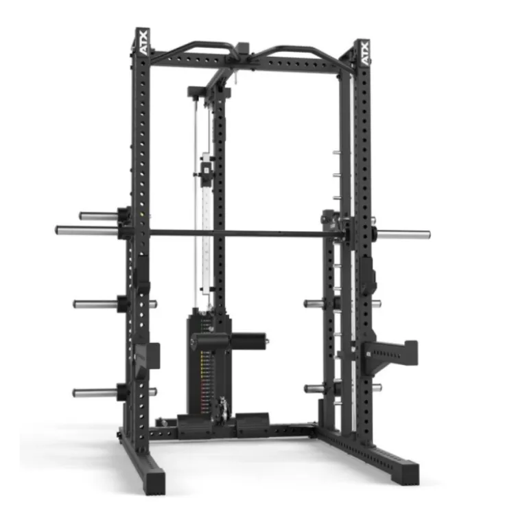 Smith machine ATX avec poulie à charge guidée 125 kg pour home gym - Barre guidée fluide avec 12 hauteurs