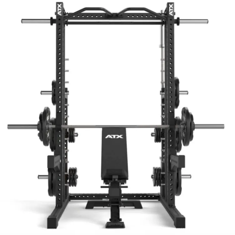 Smith machine ATX avec poulie à charge guidée 125 kg pour home gym - Barre guidée fluide avec 12 hauteurs
