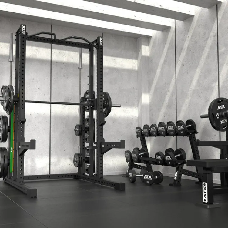 Smith machine ATX avec poulie à charge guidée 125 kg pour home gym - Barre guidée fluide avec 12 hauteurs