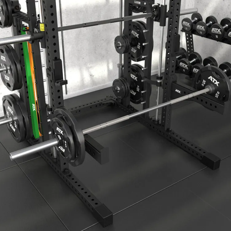Smith machine ATX avec poulie à charge guidée 125 kg pour home gym - Barre guidée fluide avec 12 hauteurs