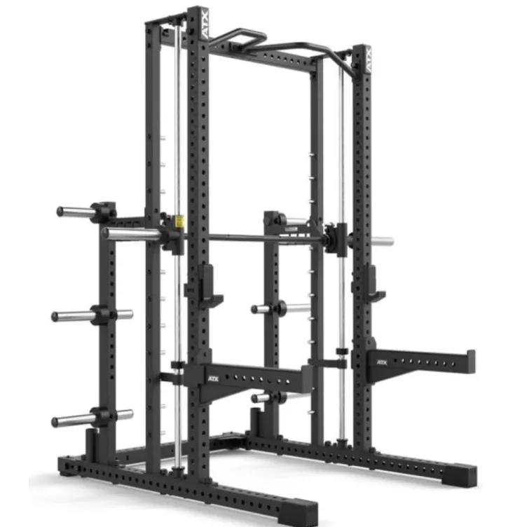 Smith machine ATX avec poulie à charge guidée 125 kg pour home gym - Barre guidée fluide avec 12 hauteurs