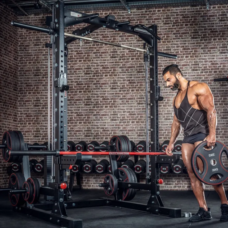 Smith machine cadre guidé et poulie haute et basse avec colonne de poids intégrée