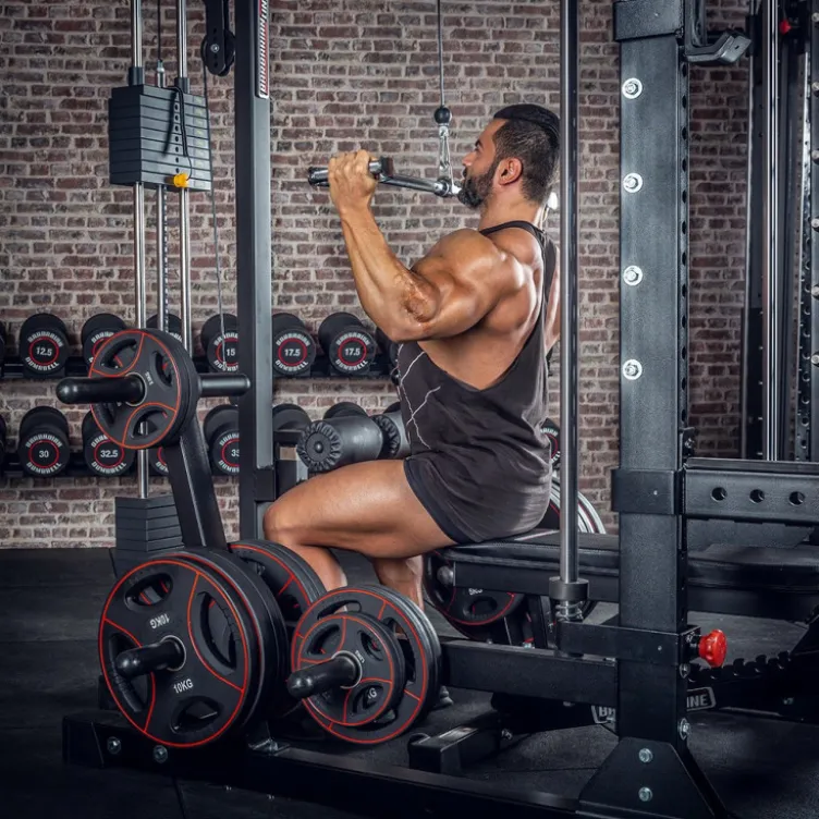 Smith machine cadre guidé et poulie haute et basse avec colonne de poids intégrée