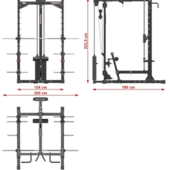 Smith machine cadre guidé et poulie haute et basse avec colonne de poids intégrée