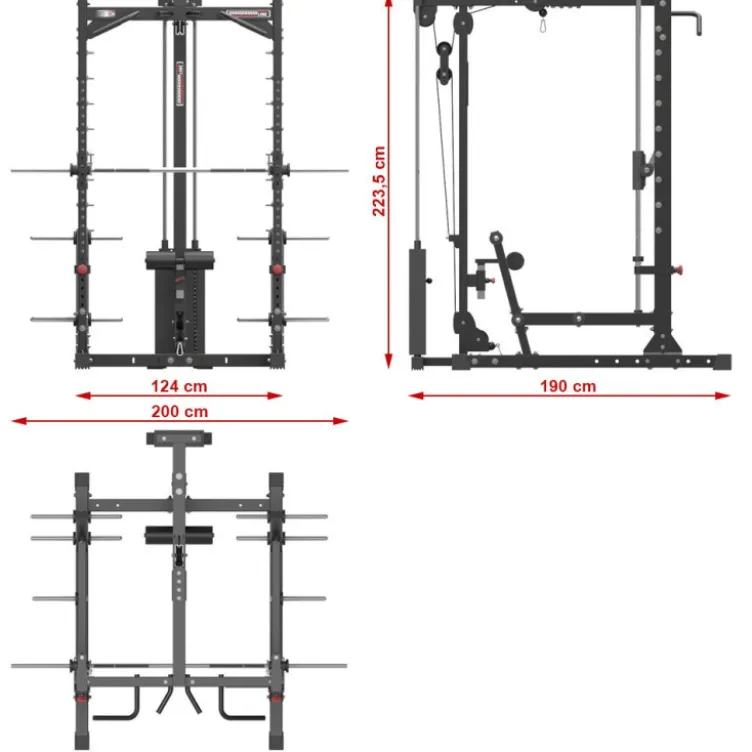 Smith machine cadre guidé et poulie haute et basse avec colonne de poids intégrée