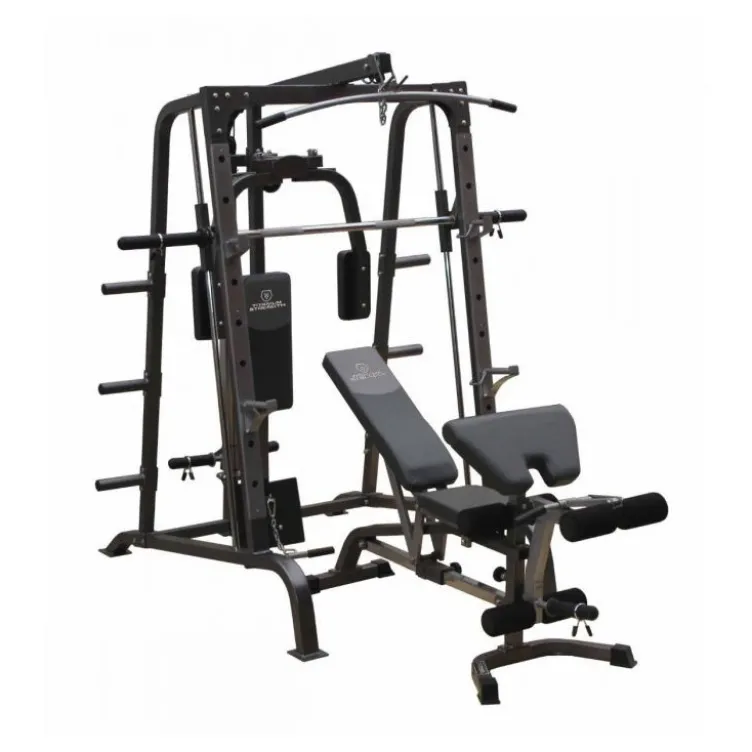 Smith machine complète avec système à poulie et banc d'entraînement avec options - Pack musculation 180SP Titanium Strength