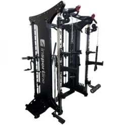Smith machine de musculation avec double colonne de poids 200 kg et système de poulie