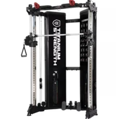 Smith machine à double poulie réglable avec colonnes de poids 2 x 90 kg Titanium Strength FT90 - Structure pliable
