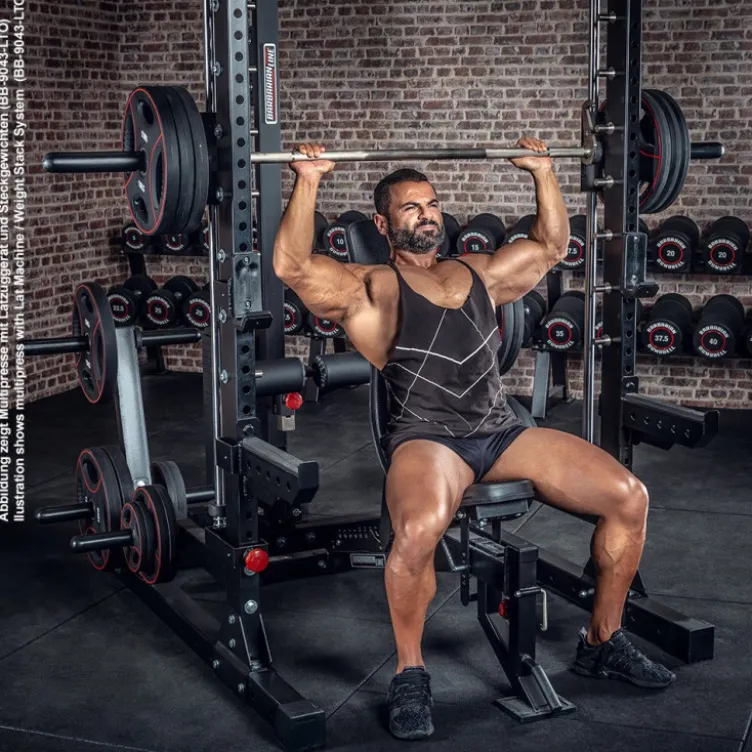 Smith machine multipresse à barre guidée avec poulie haute et basse