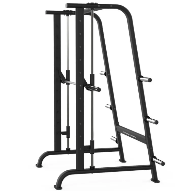 Smith Machine Professionnelle ultra fluide avec support de rangement - Capacité 250 kg - Titanium StrengthBlack Series