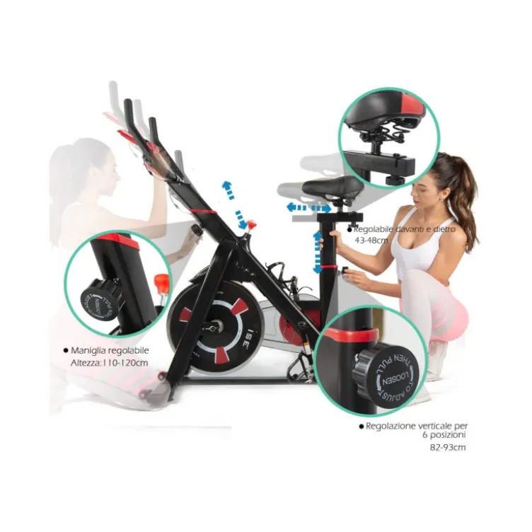 Spining bike à roue d'inertie multiréglable pour cardio en home-gym