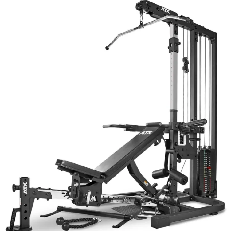 Station ATX triplex à charge guidée avec banc multi-réglable support à options - Gym multi-station colonne de poids