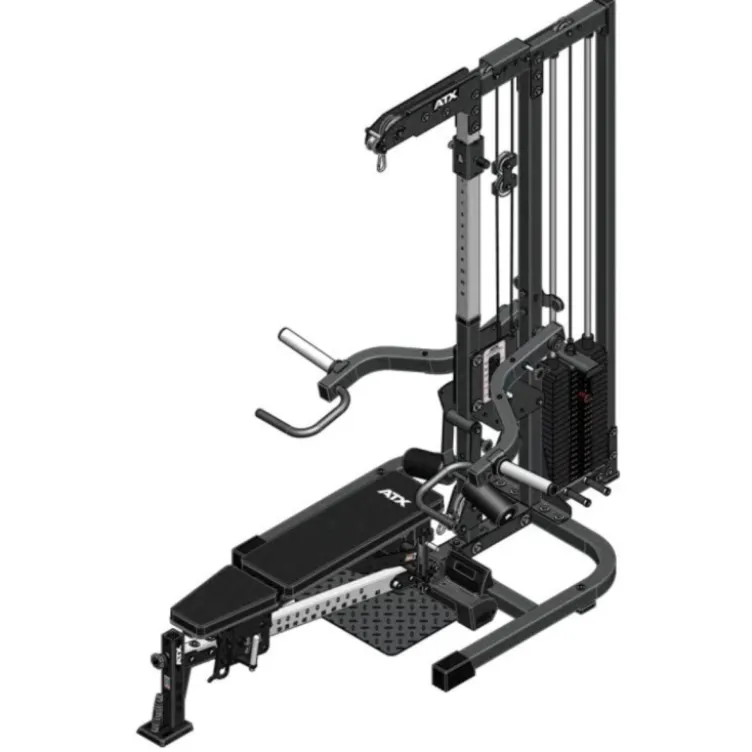 Station ATX triplex à charge guidée avec banc multi-réglable support à options - Gym multi-station colonne de poids