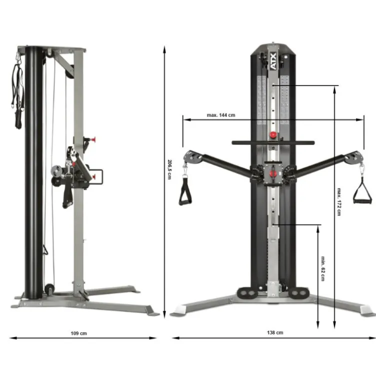 Station de musculation ATX à poulie double : Functional Trainer Autoportant colonne de poids 80 kg