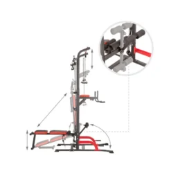 Station de musculation avec chaise romaine et banc de musculation - Divers câbles de tirage