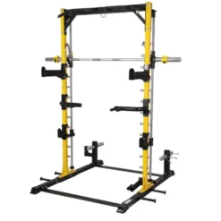 Station de musculation multipresse avec barre guidée réglable sur 12 positions et barre de traction multiprise