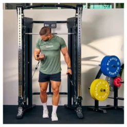Station de musculation polyvalente avec double colonne de poids de 80 kg - Autark FT3